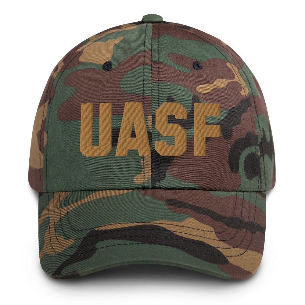 UASF (Old Gold Embroidery) Bitcoin Camo Dad Hat - fomo21
