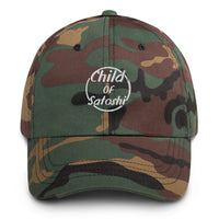 Load image into Gallery viewer, Child of Satoshi (White Embroidery) Bitcoin Dad Hat - fomo21
