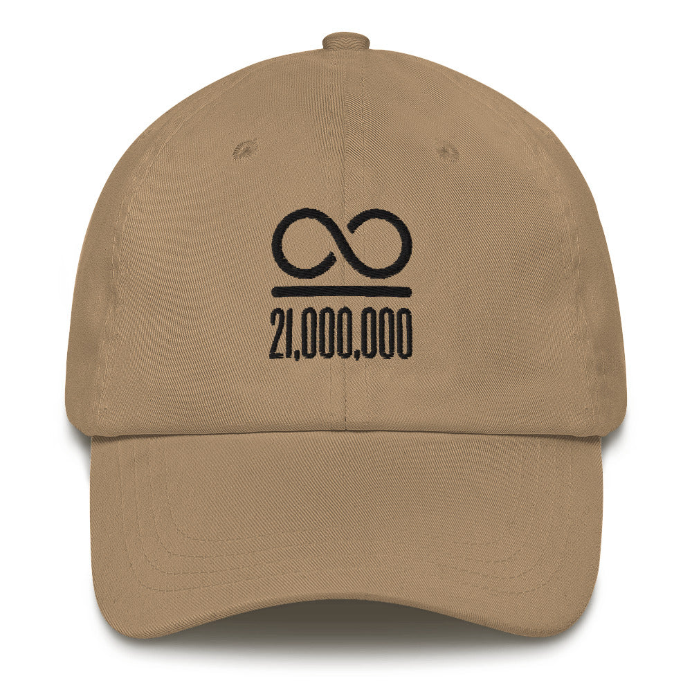 Infinity/21,000,000 (Black Lettering) Bitcoin Dad Hat - fomo21