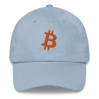 Load image into Gallery viewer, Bitcoin B Angled (Orange Embroidery) Dad Hat - fomo21
