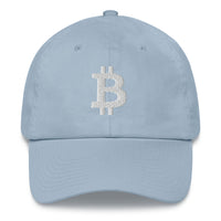 Load image into Gallery viewer, Bitcoin B (White Embroidery) Dad Hat - fomo21
