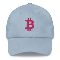 Load image into Gallery viewer, Bitcoin B (Magenta Embroidery) Dad Hat - fomo21
