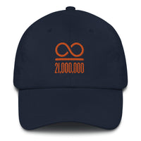 Load image into Gallery viewer, Infinity/21,000,000 (Orange Lettering) Bitcoin Dad Hat - fomo21
