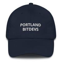 Load image into Gallery viewer, Portland BitDevs (White Lettering) Bitcoin Dad Hat - fomo21
