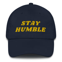 Load image into Gallery viewer, Stay Humble (Gold Lettering) Bitcoin Dad Hat - fomo21
