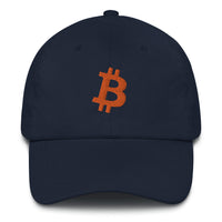 Load image into Gallery viewer, Bitcoin B Angled (Orange Embroidery) Dad Hat - fomo21
