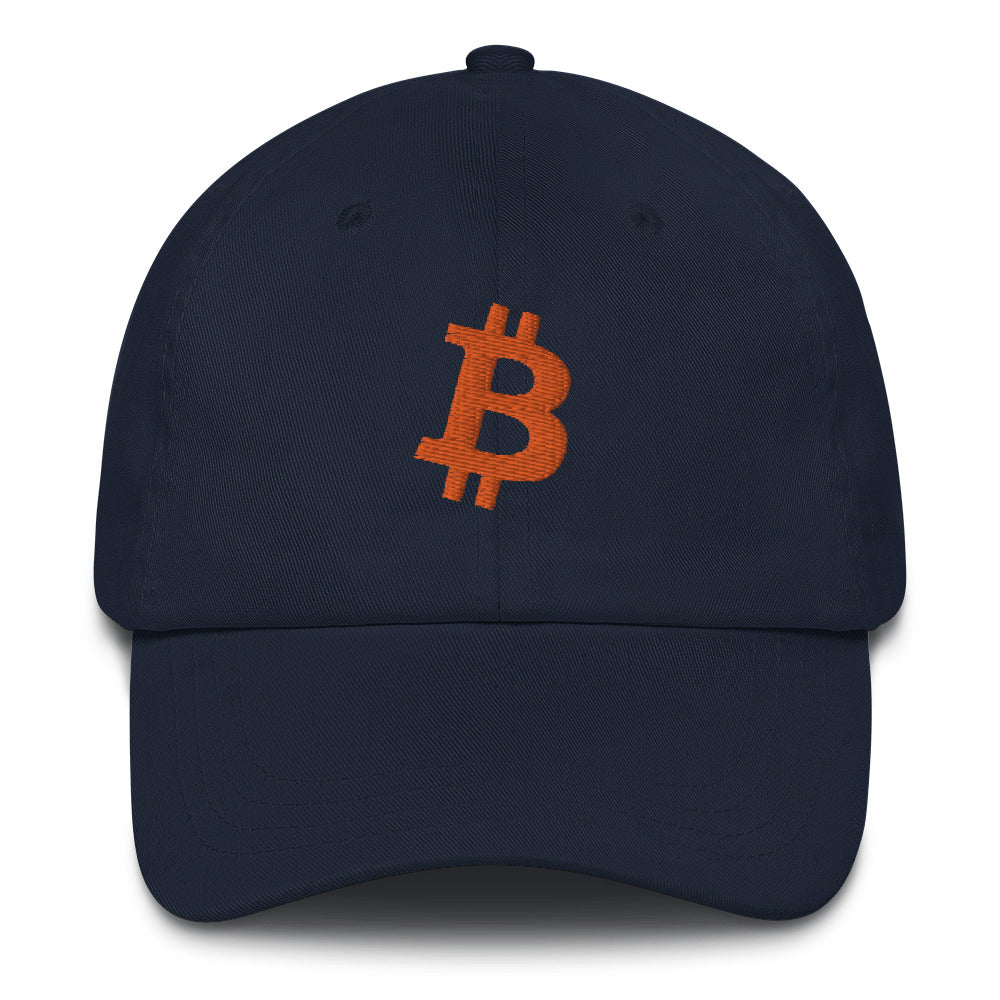 Bitcoin B Angled (Orange Embroidery) Dad Hat - fomo21