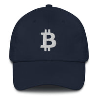 Load image into Gallery viewer, Bitcoin B (White Embroidery) Dad Hat - fomo21
