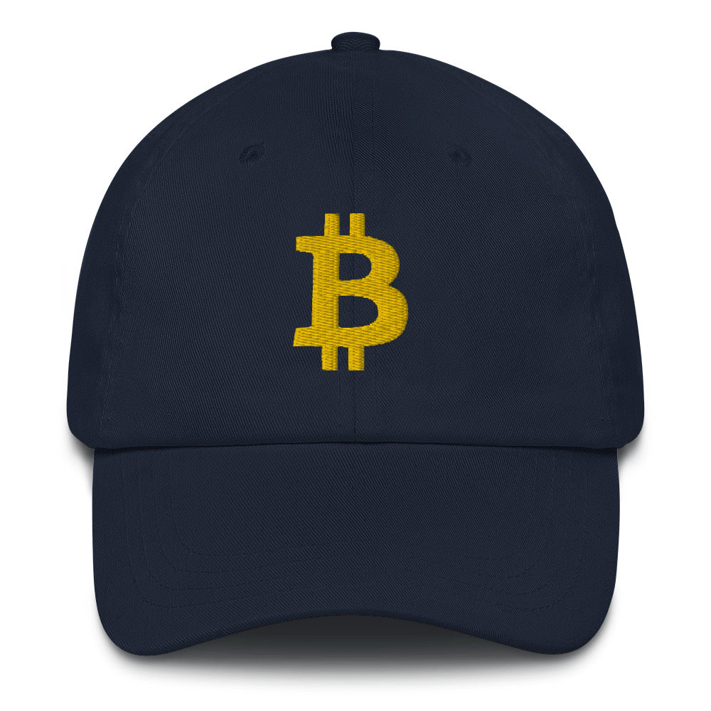 Bitcoin B (Gold Embroidery) Dad Hat - fomo21