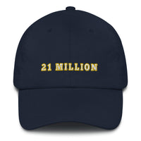 Load image into Gallery viewer, 21 Million (Gold Outline) Bitcoin Dad Hat - fomo21
