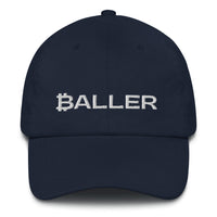 Load image into Gallery viewer, Baller Bitcoin B (White Embroidery) Dad Hat - fomo21
