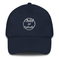 Load image into Gallery viewer, Child of Satoshi (White Embroidery) Bitcoin Dad Hat - fomo21

