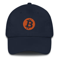 Load image into Gallery viewer, Circle Bitcoin Logo (Orange Embroidery) Dad Hat - fomo21
