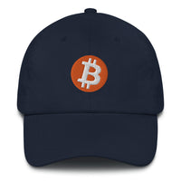 Load image into Gallery viewer, Circle Bitcoin Logo (Orange and White Embroidery) Dad Hat - fomo21
