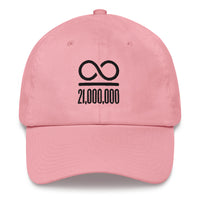 Load image into Gallery viewer, Infinity/21,000,000 (Black Lettering) Bitcoin Dad Hat - fomo21
