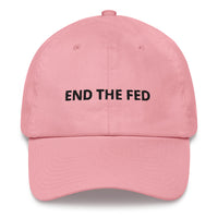 Load image into Gallery viewer, End The Fed (Black Lettering) Bitcoin Dad Hat - fomo21
