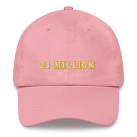 Load image into Gallery viewer, 21 Million (Gold Outline) Bitcoin Dad Hat - fomo21
