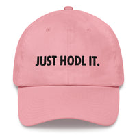 Load image into Gallery viewer, Just HODL It (Black Embroidery) Bitcoin Dad Hat - fomo21
