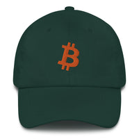 Load image into Gallery viewer, Bitcoin B Angled (Orange Embroidery) Dad Hat - fomo21
