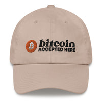 Load image into Gallery viewer, Bitcoin Accepted Here Dad Hat - fomo21
