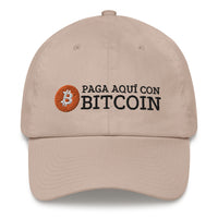 Load image into Gallery viewer, Paga Aquí Con Bitcoin Español Dad Hat - fomo21
