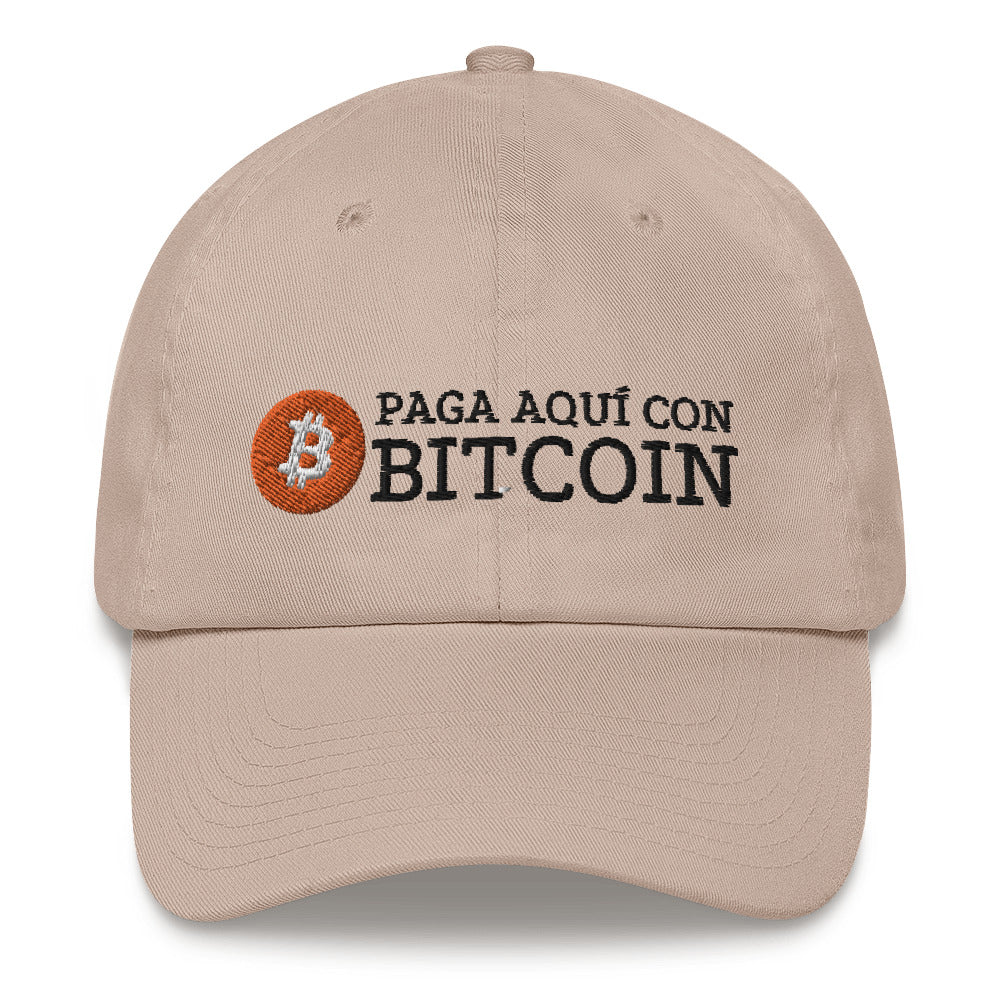 Paga Aquí Con Bitcoin Español Dad Hat - fomo21