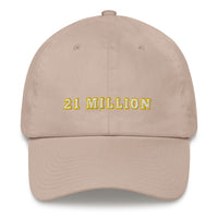 Load image into Gallery viewer, 21 Million (Gold Outline) Bitcoin Dad Hat - fomo21
