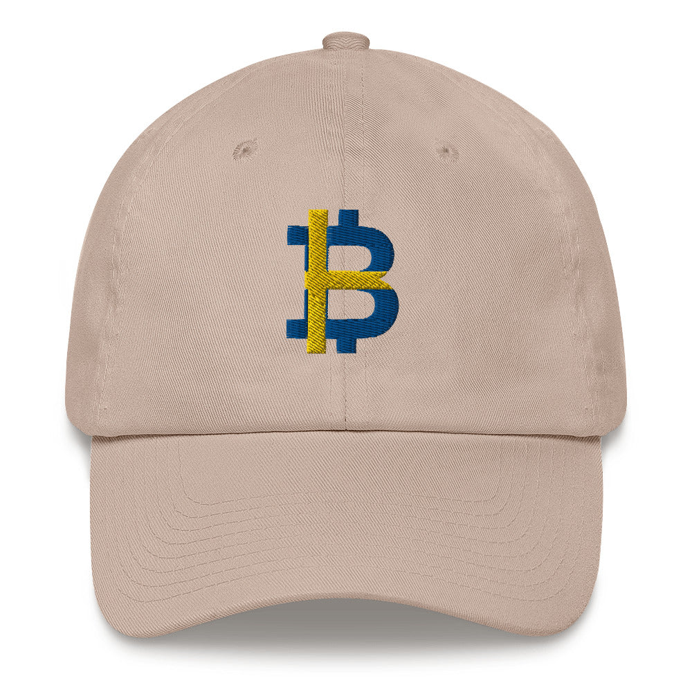 Swedish Flag Bitcoin B Dad Hat - fomo21