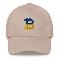Load image into Gallery viewer, Ukrainian Flag Bitcoin B Dad Hat - fomo21
