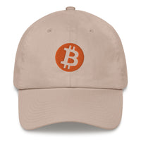 Load image into Gallery viewer, Circle Bitcoin Logo (Orange Embroidery) Dad Hat - fomo21
