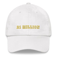 Load image into Gallery viewer, 21 Million (Gold Outline) Bitcoin Dad Hat - fomo21
