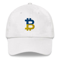 Load image into Gallery viewer, Ukrainian Flag Bitcoin B Dad Hat - fomo21
