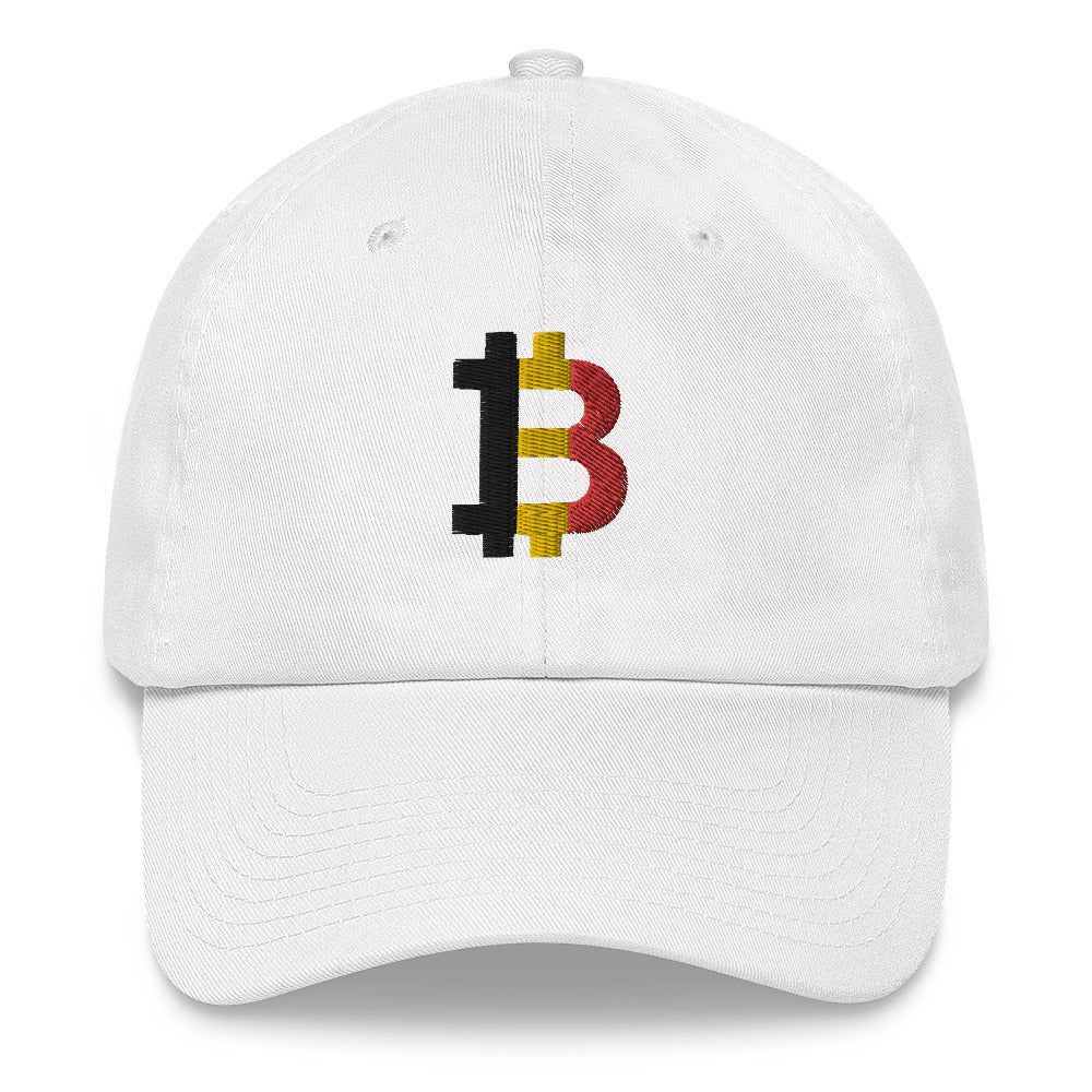 Belgian Flag Bitcoin B Dad Hat - fomo21