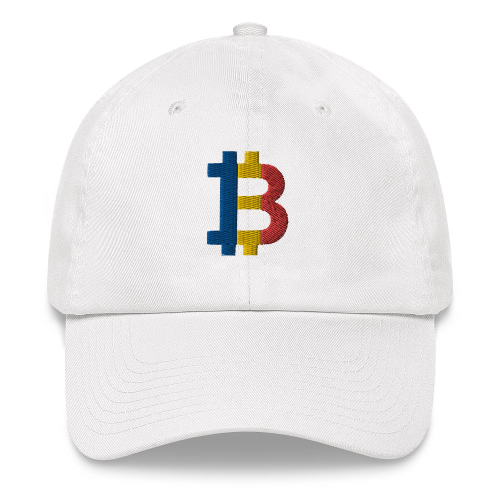 Romanian Flag Bitcoin B Dad Hat - fomo21