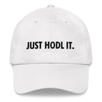 Load image into Gallery viewer, Just HODL It (Black Embroidery) Bitcoin Dad Hat - fomo21
