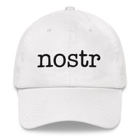 Load image into Gallery viewer, Nostr (Black Embroidery) Bitcoin Dad Hat - fomo21
