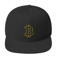 Load image into Gallery viewer, Bitcoin B Outline (Gold Embroidery) Snapback Hat - fomo21
