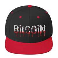 Load image into Gallery viewer, Bitcoin Red Drip (White Embroidery) Snapback Hat - fomo21
