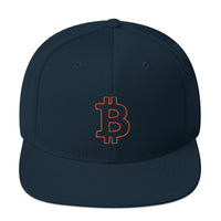 Load image into Gallery viewer, Bitcoin B Outline (Orange Embroidery) Snapback Hat - fomo21
