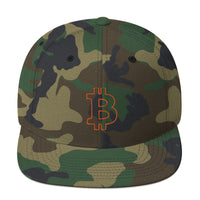 Load image into Gallery viewer, Bitcoin B Outline (Orange Embroidery) Snapback Hat - fomo21
