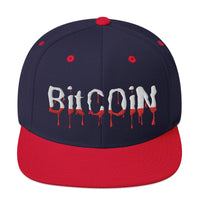 Load image into Gallery viewer, Bitcoin Red Drip (White Embroidery) Snapback Hat - fomo21
