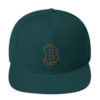 Load image into Gallery viewer, Bitcoin B Outline (Orange Embroidery) Snapback Hat - fomo21
