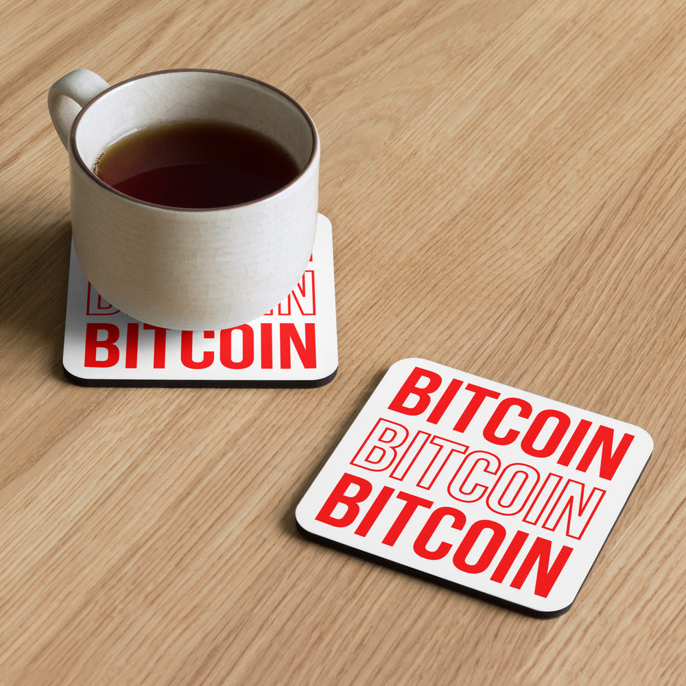 Bitcoin Bitcoin Bitcoin Cork-Back Coaster - fomo21