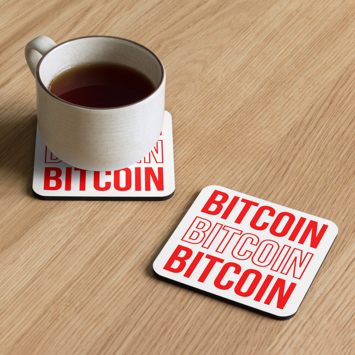 Bitcoin Bitcoin Bitcoin Cork-Back Coaster - fomo21
