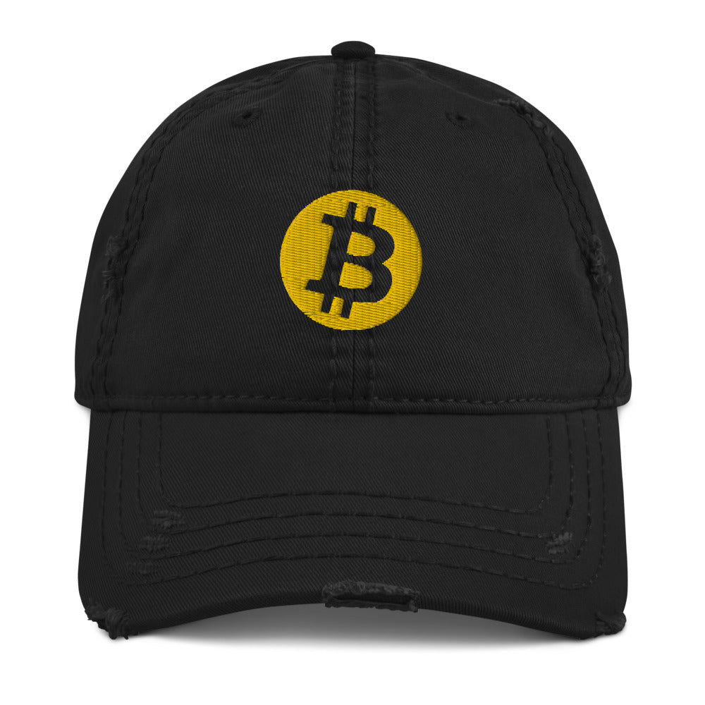 Circle Bitcoin Logo Distressed Dad Hat - fomo21