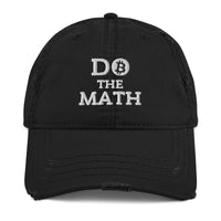 Load image into Gallery viewer, Do The Math (White Embroidery) Bitcoin Distressed Dad Hat - fomo21
