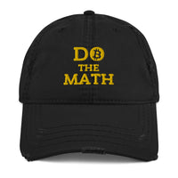 Load image into Gallery viewer, Do The Math (Gold Embroidery) Bitcoin Distressed Dad Hat - fomo21
