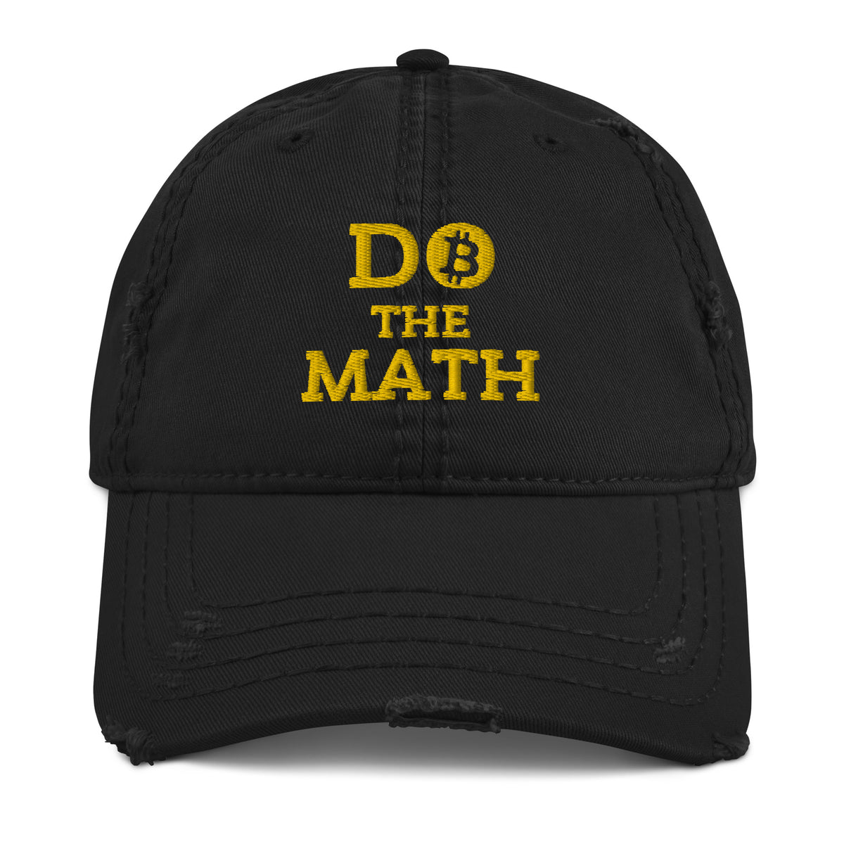 Do The Math (Gold Embroidery) Bitcoin Distressed Dad Hat - fomo21