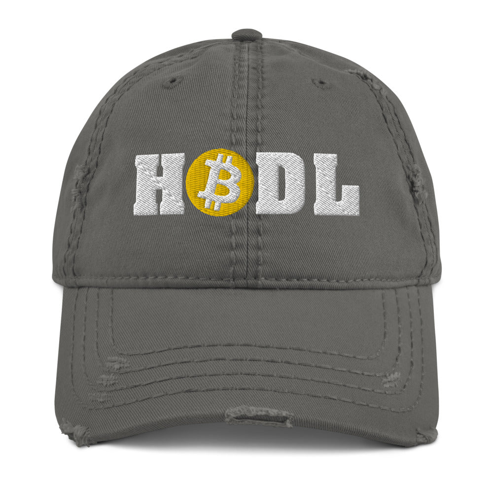 HODL Bitcoin Distressed Dad Hat - fomo21