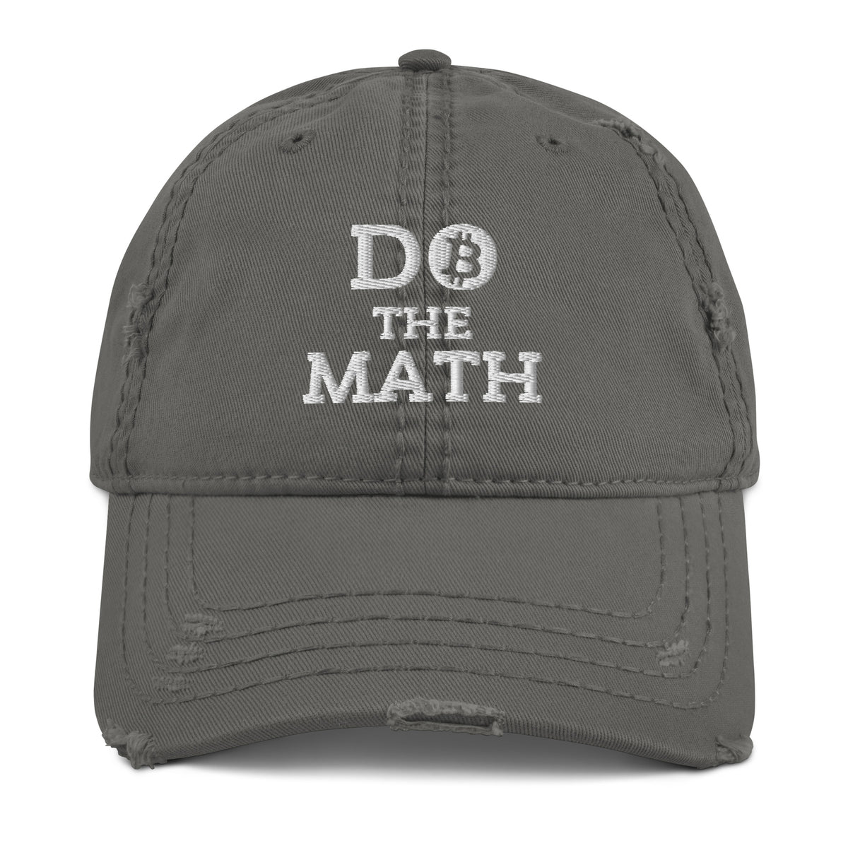 Do The Math (White Embroidery) Bitcoin Distressed Dad Hat - fomo21